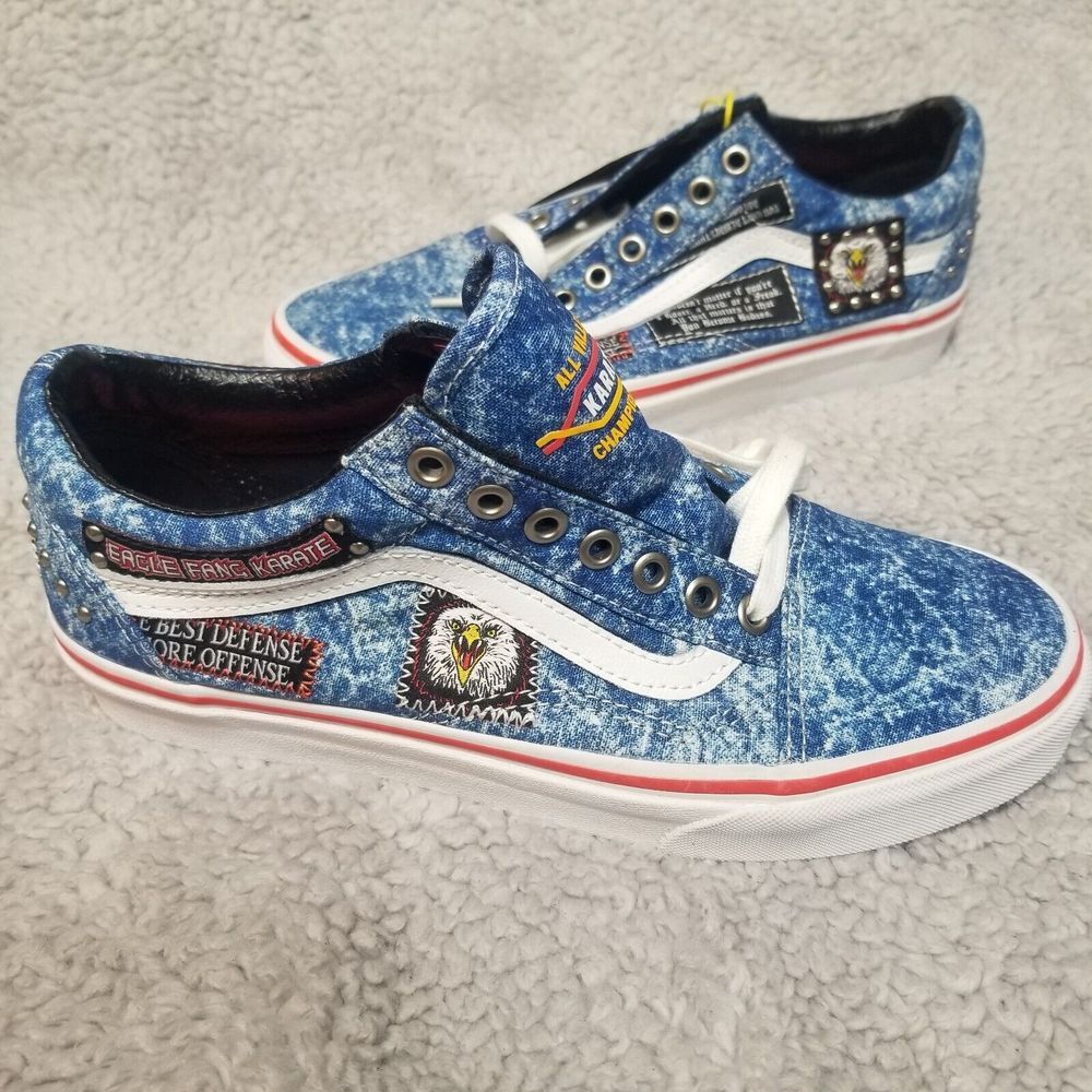 Vans X Cobra Kai Eagle Fang Karate Denim Old Skool Shoes US 7 M / 8.5 Women NEW